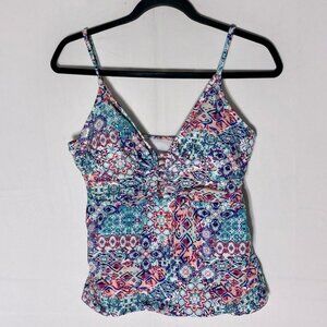 5/$25 George Floral Multicolor Tankini Bikini Top Swim Top L